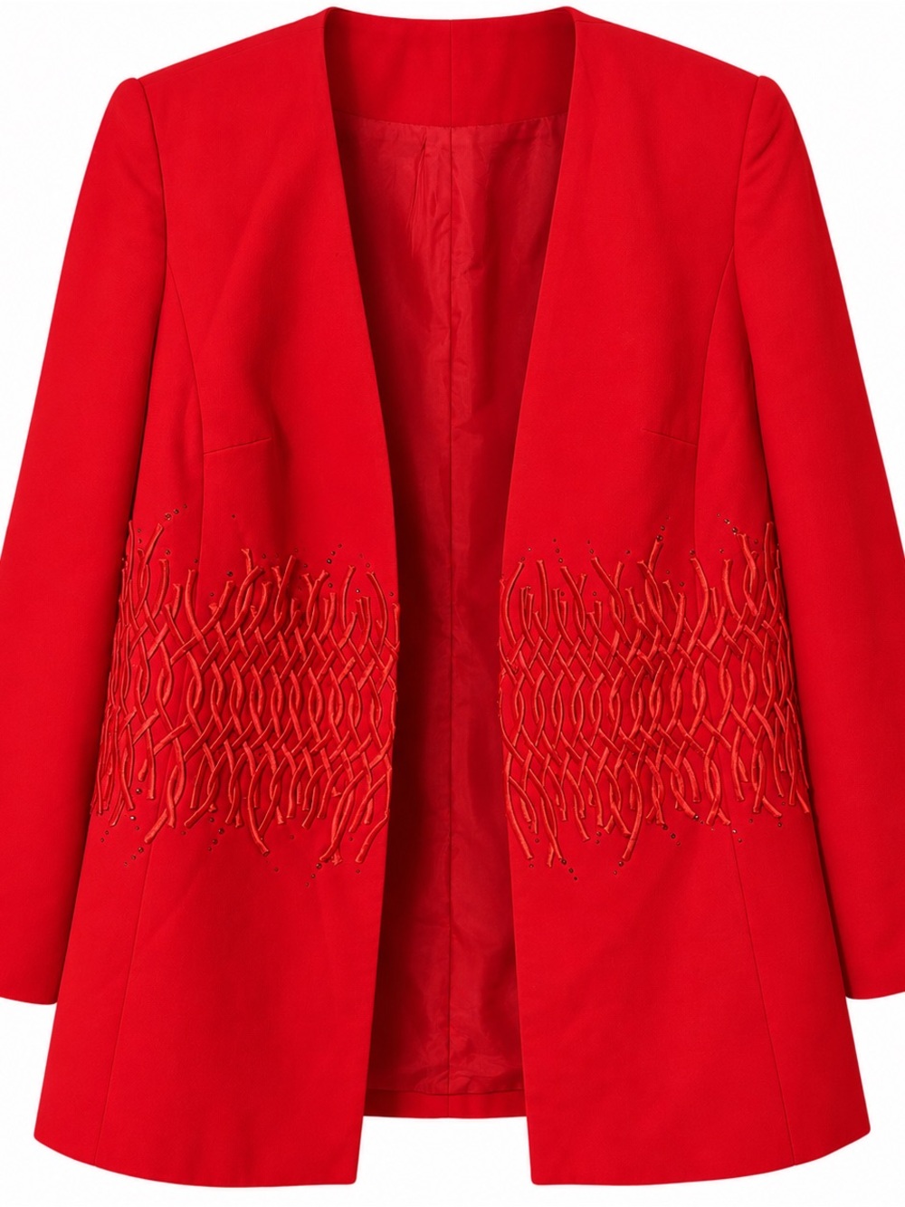 Cupshe Red Embellished Open Blazer